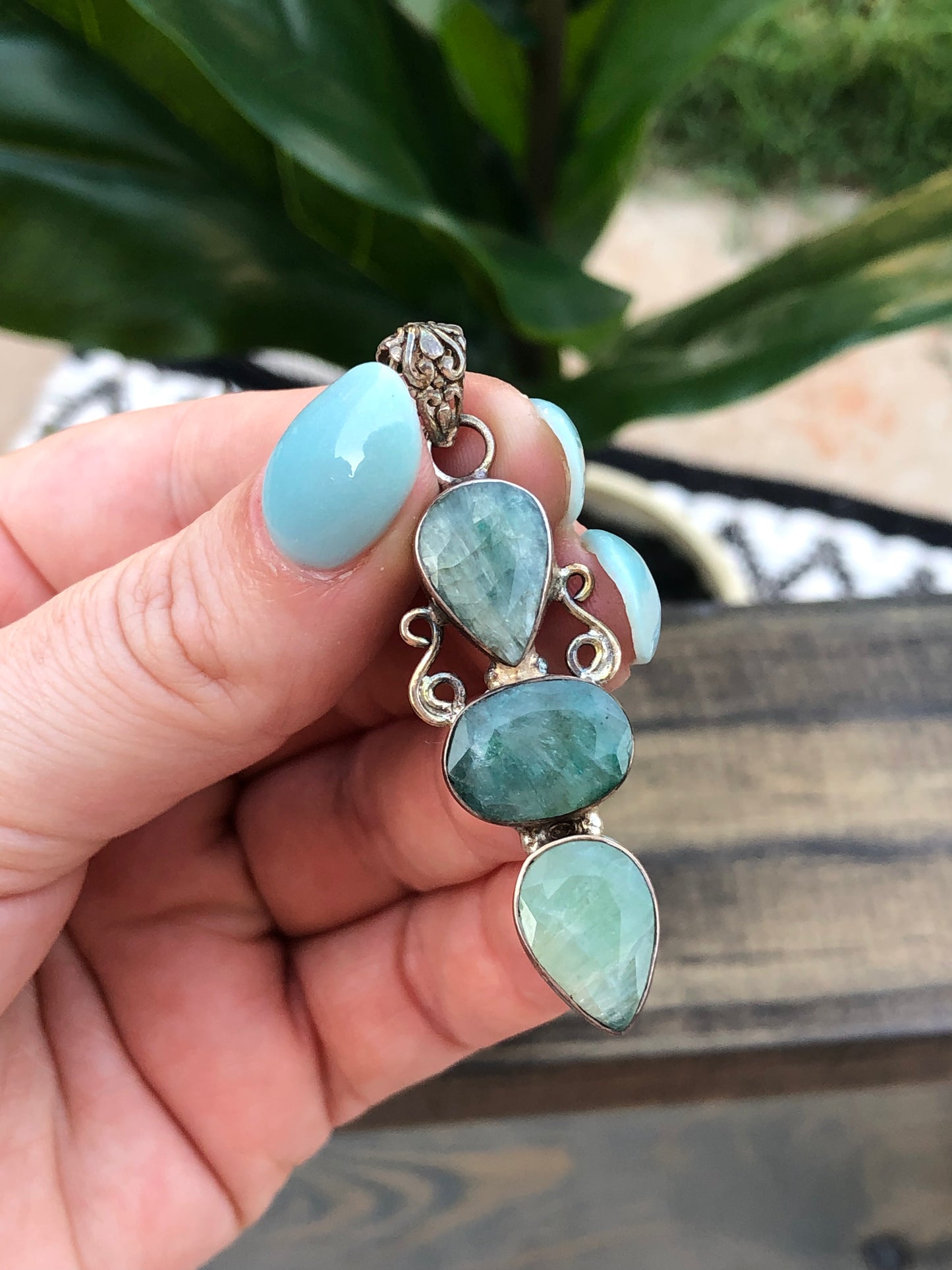 Sterling Silver Green Jadeite Pendant