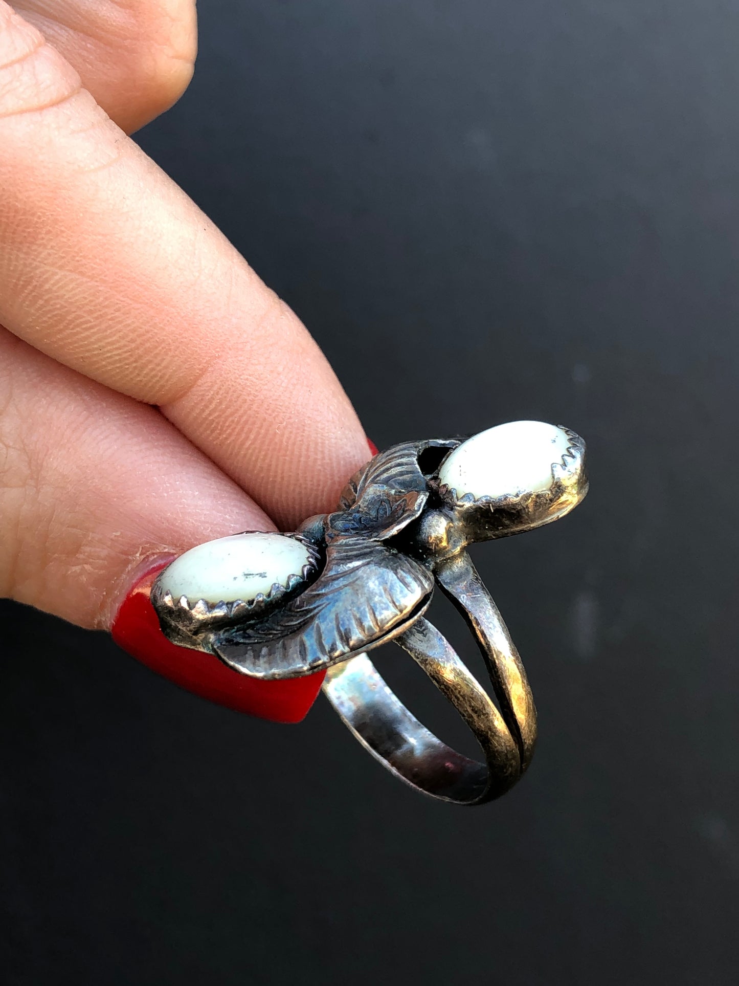 Sterling MOP Signed Ring