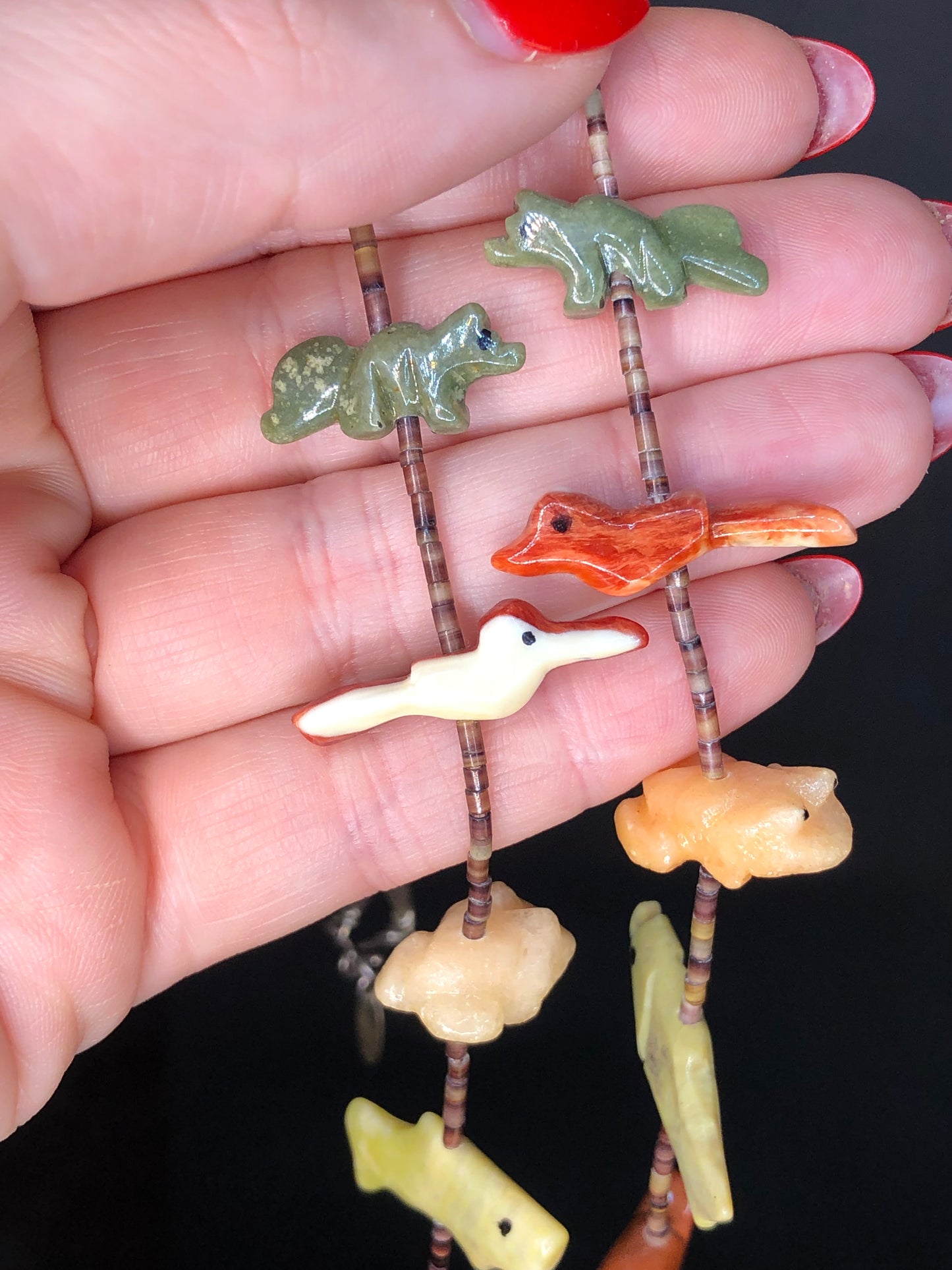 Vintage Hand-Carved Animal Stone Fetish Necklace