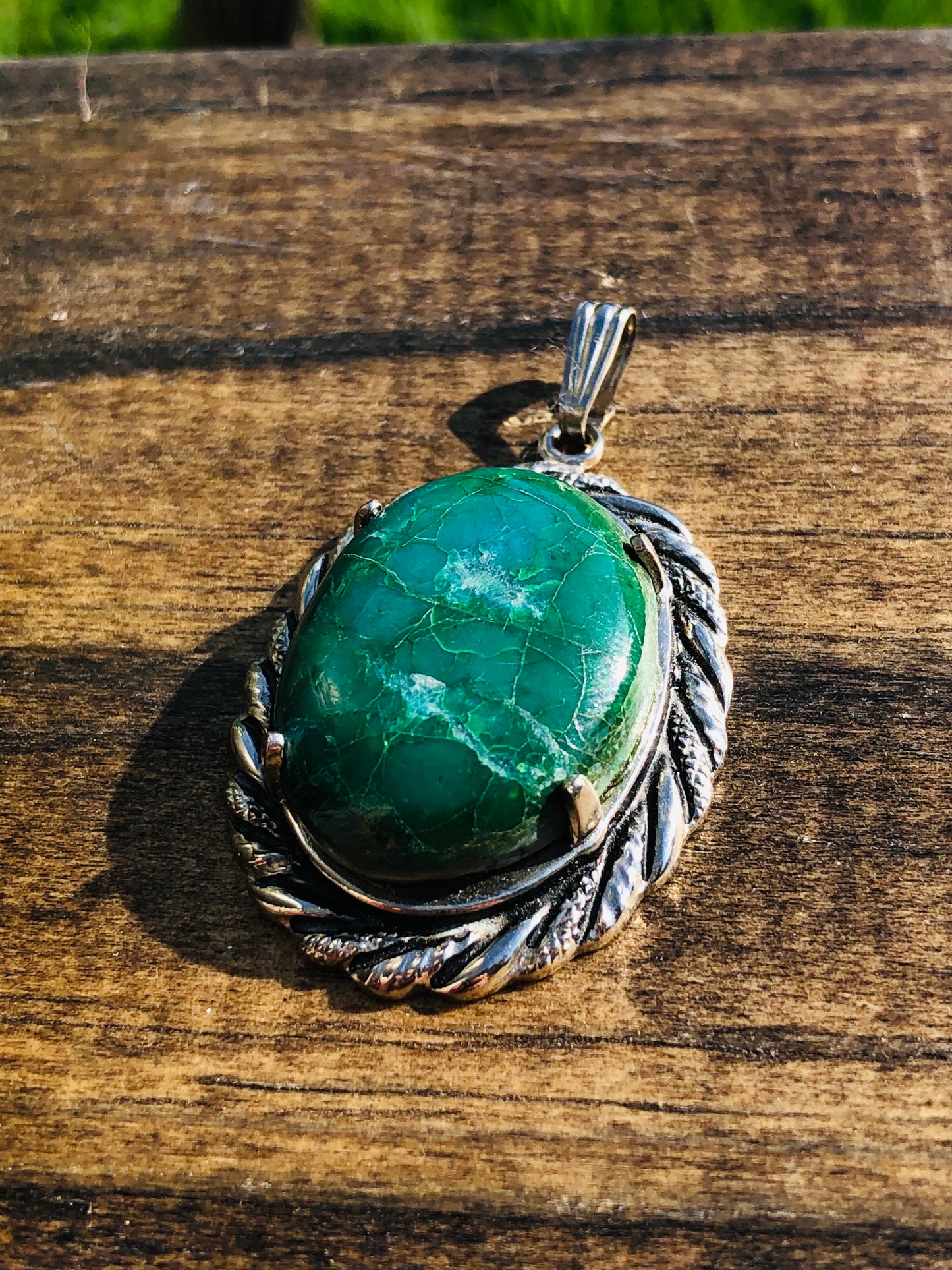 Sterling Green Turquoise Pendant