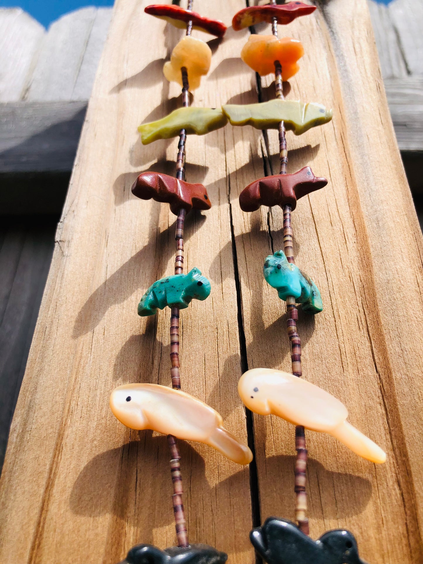 Vintage Hand-Carved Animal Stone Fetish Necklace