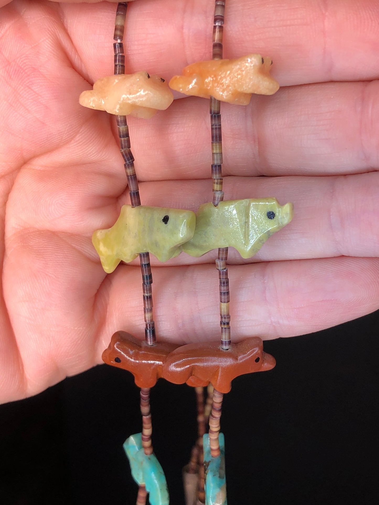 Vintage Hand-Carved Animal Stone Fetish Necklace