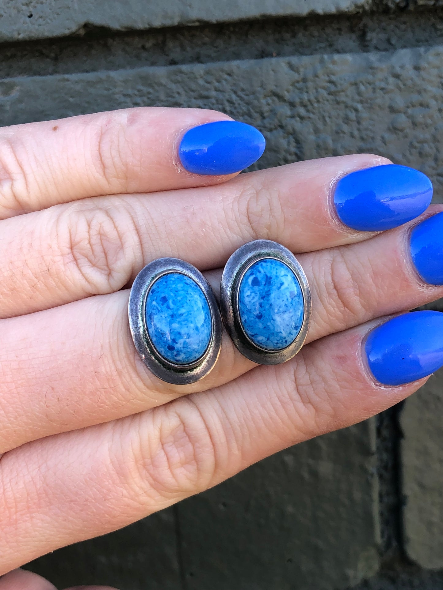 Sterling Denim Blue Lapis Stud Earrings