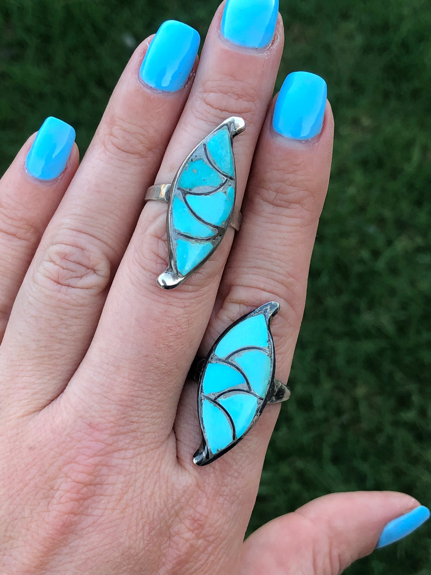 Vintage Sterling Silver Turquoise Inlay Ring