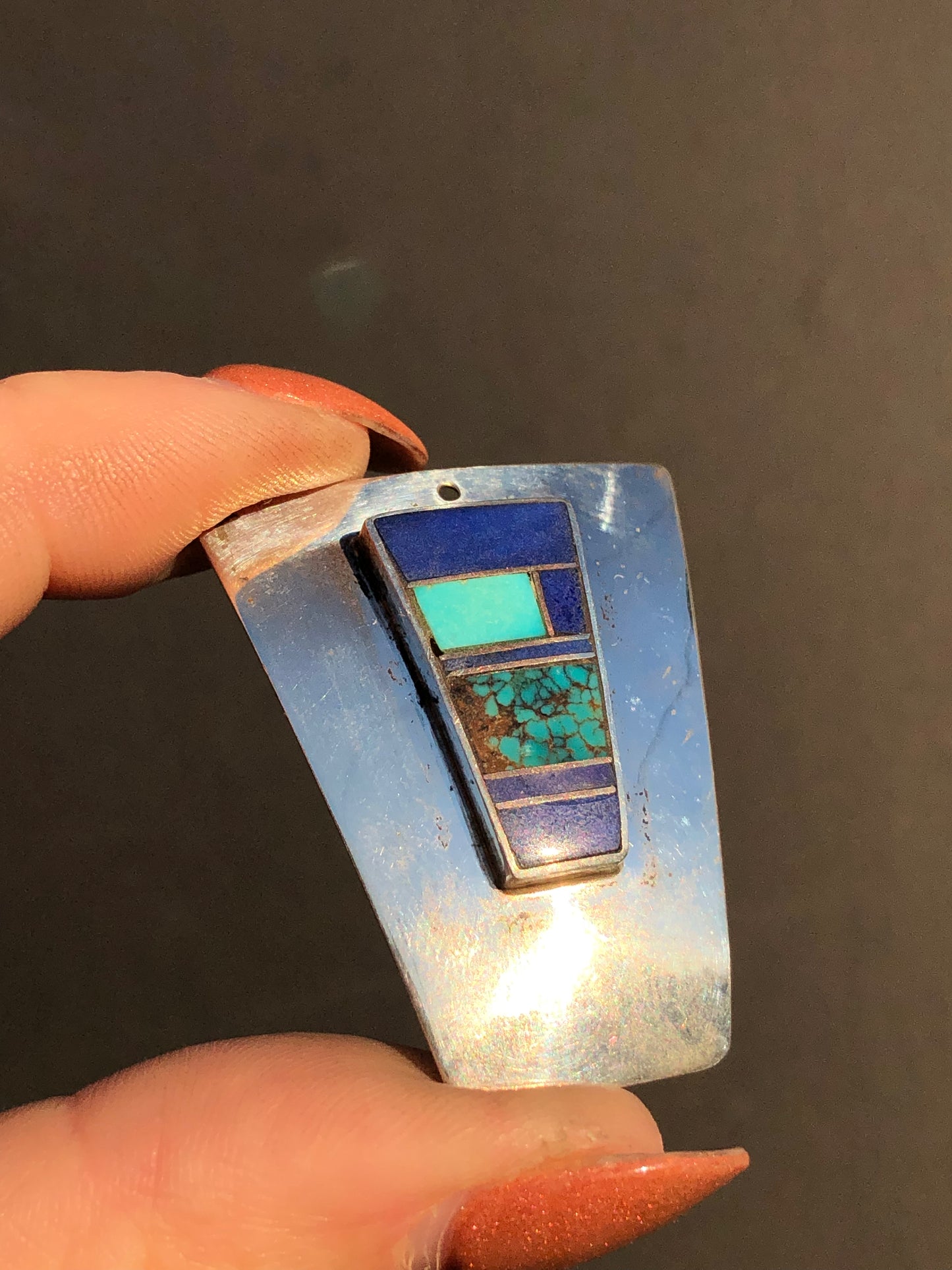 Sterling Turquoise + Lapis Pendant