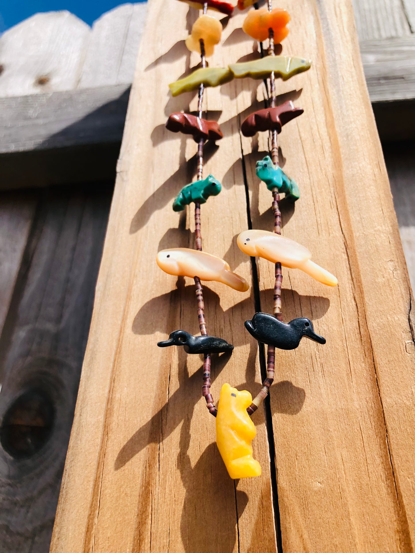 Vintage Hand-Carved Animal Stone Fetish Necklace