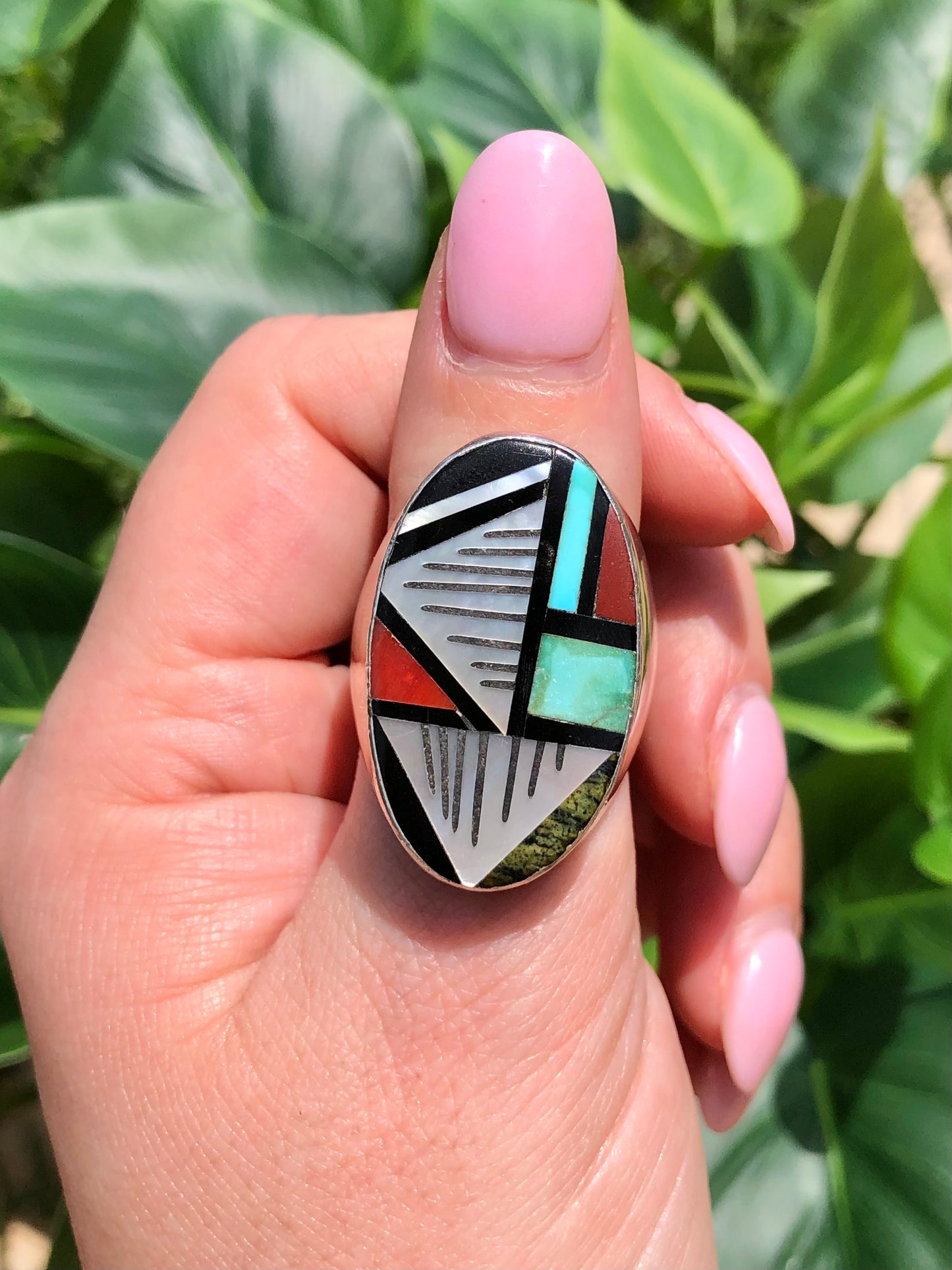 LARGE Sterling Zuni Signed Ring