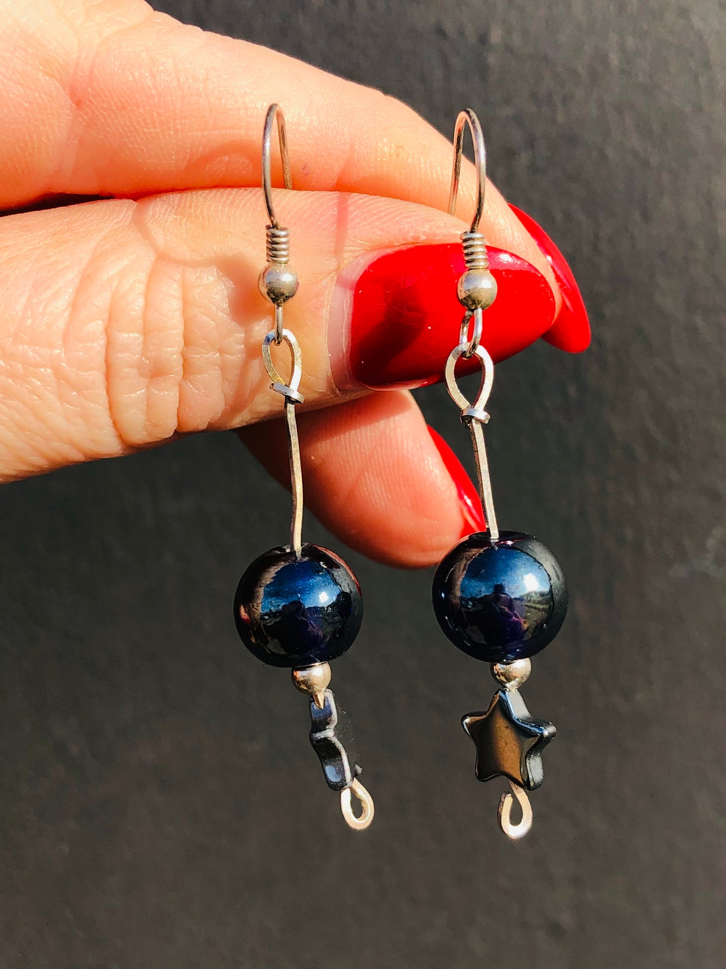 Silver Glass Star Earrings
