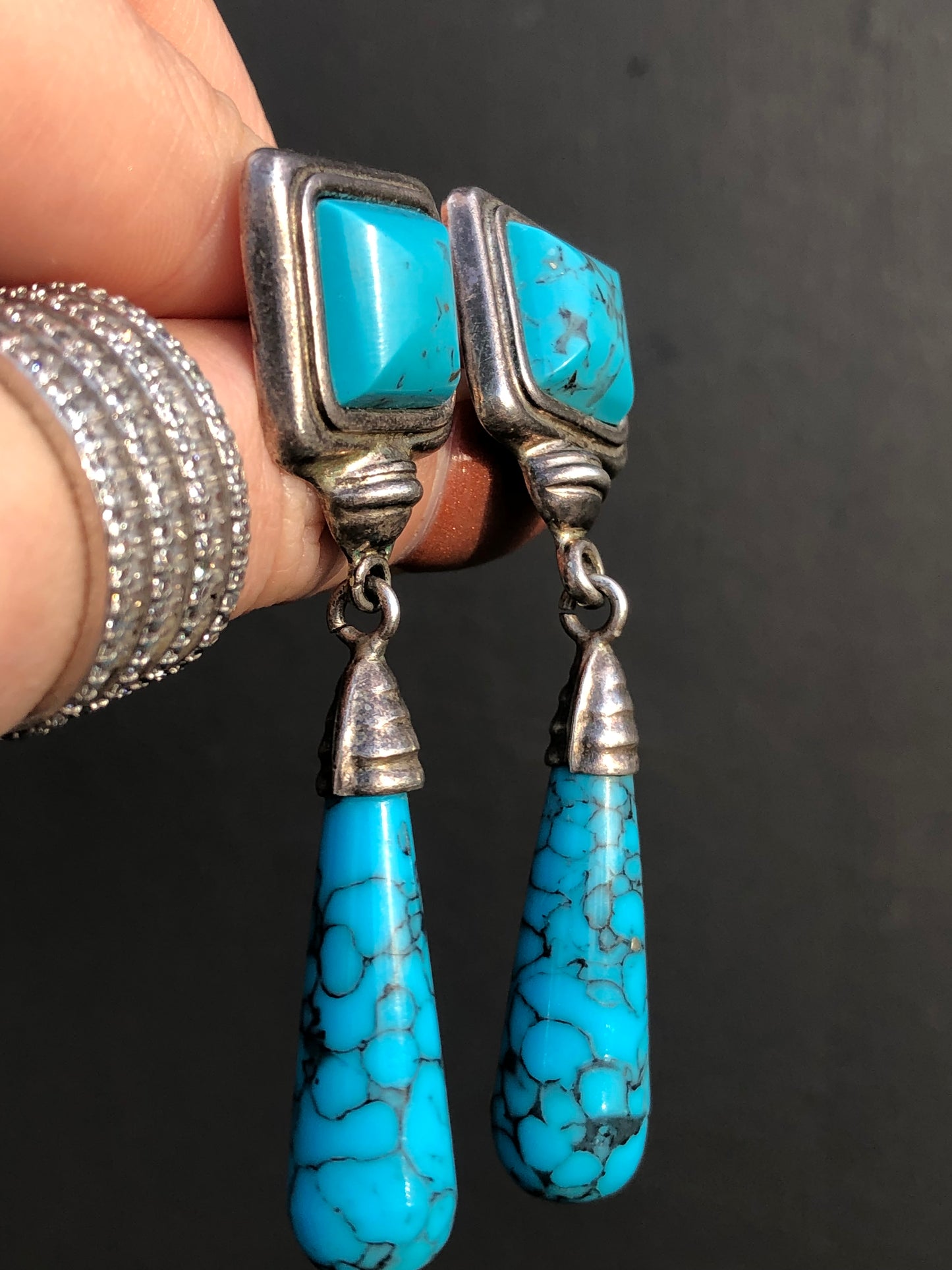 Sterling Turquoise Dangle Earrings