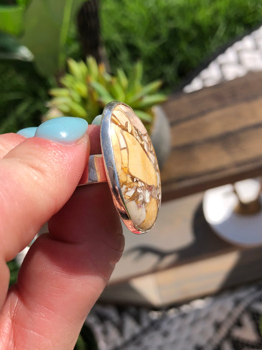 New Sterling Brecciated Mookaite Adjustable Ring