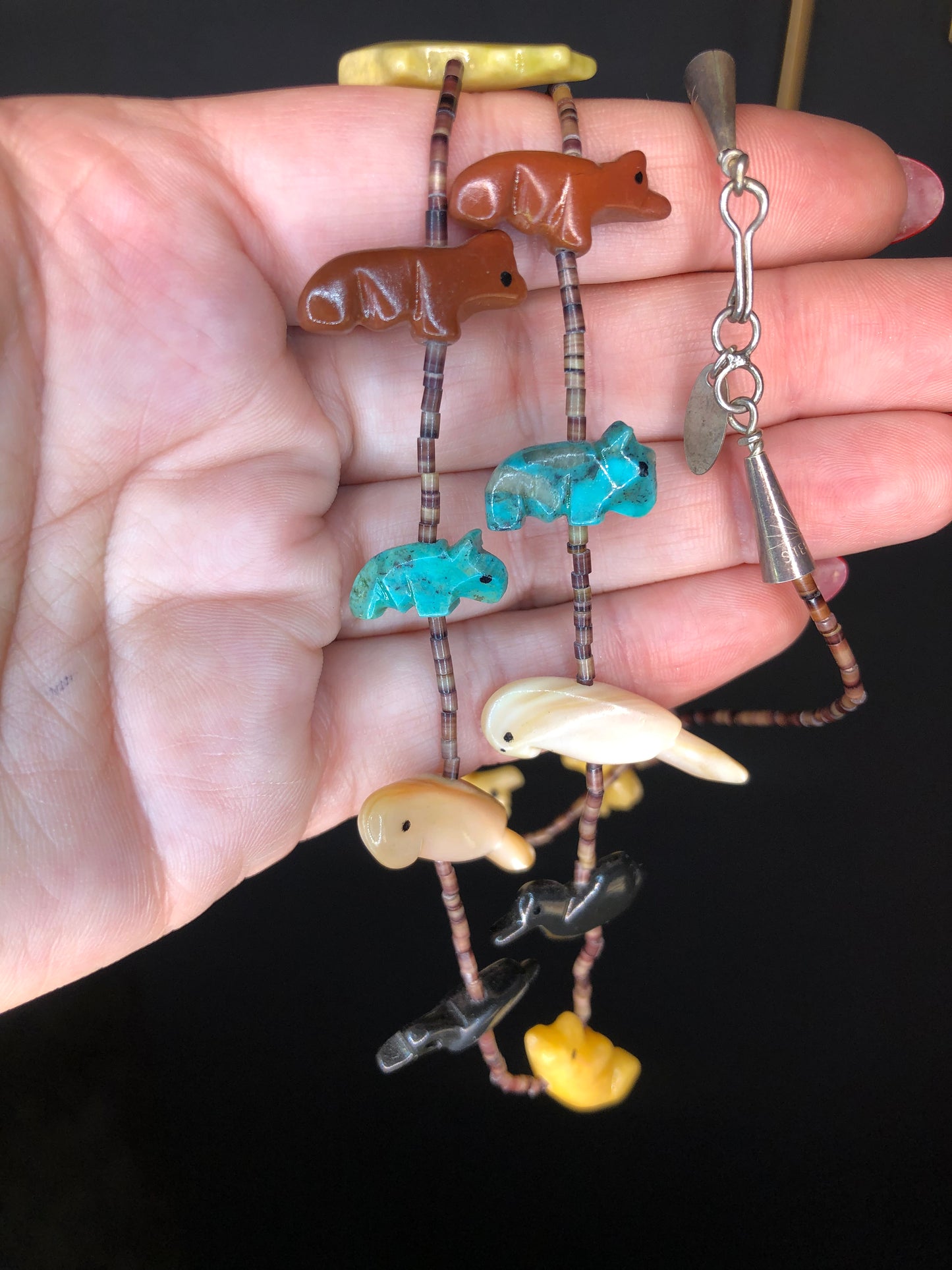 Vintage Hand-Carved Animal Stone Fetish Necklace