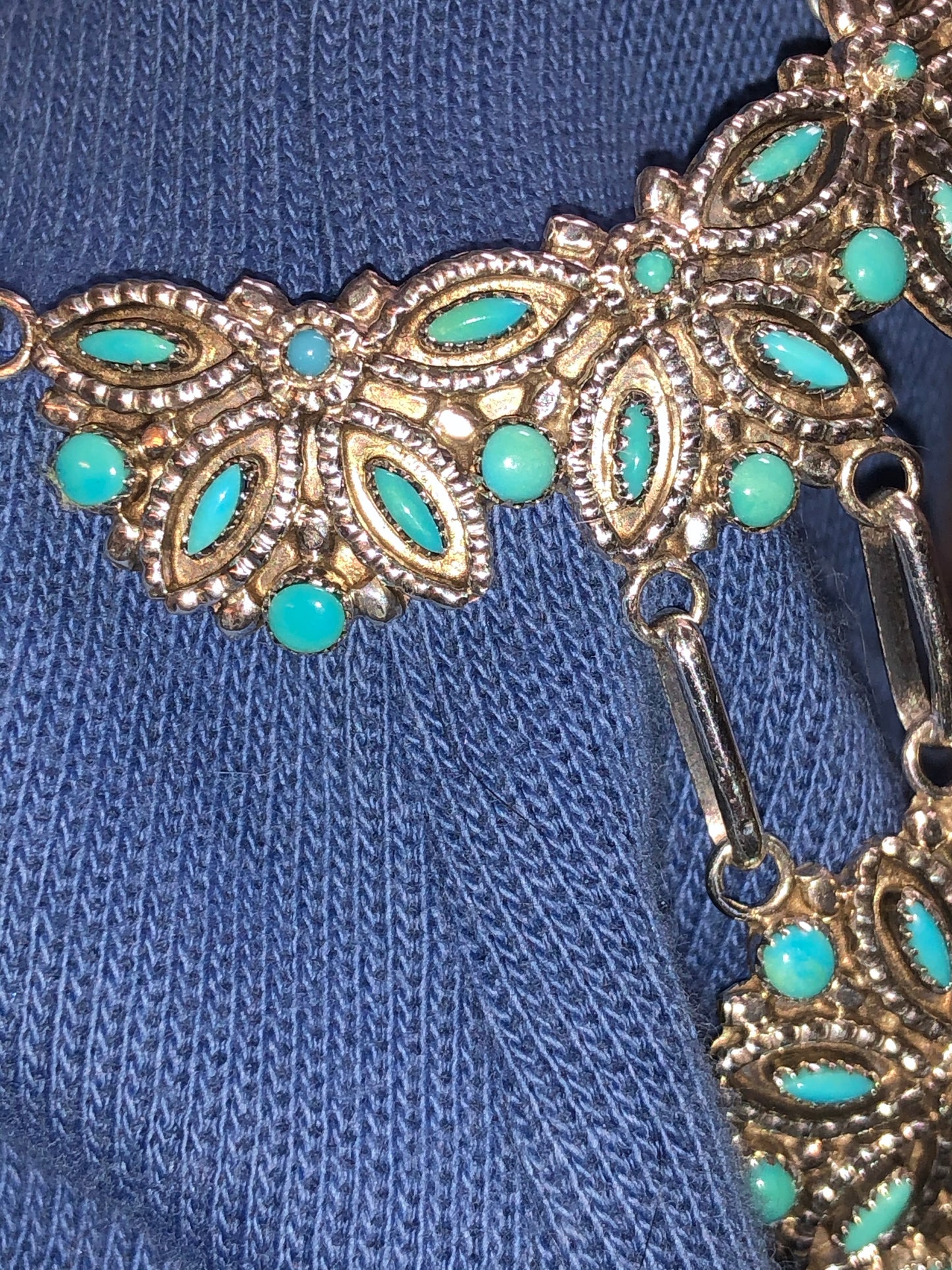 Sterling Zuni Turquoise Matching Necklace & Earring Set Signed by Artist