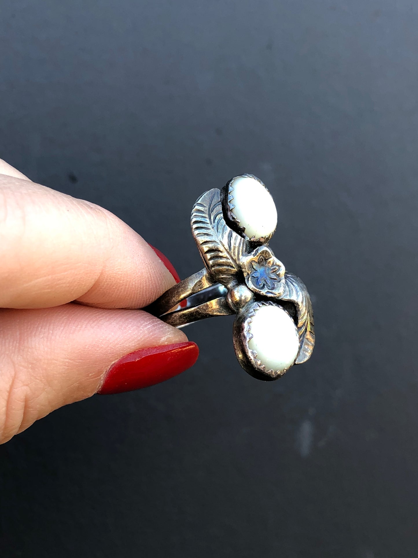 Sterling MOP Signed Ring