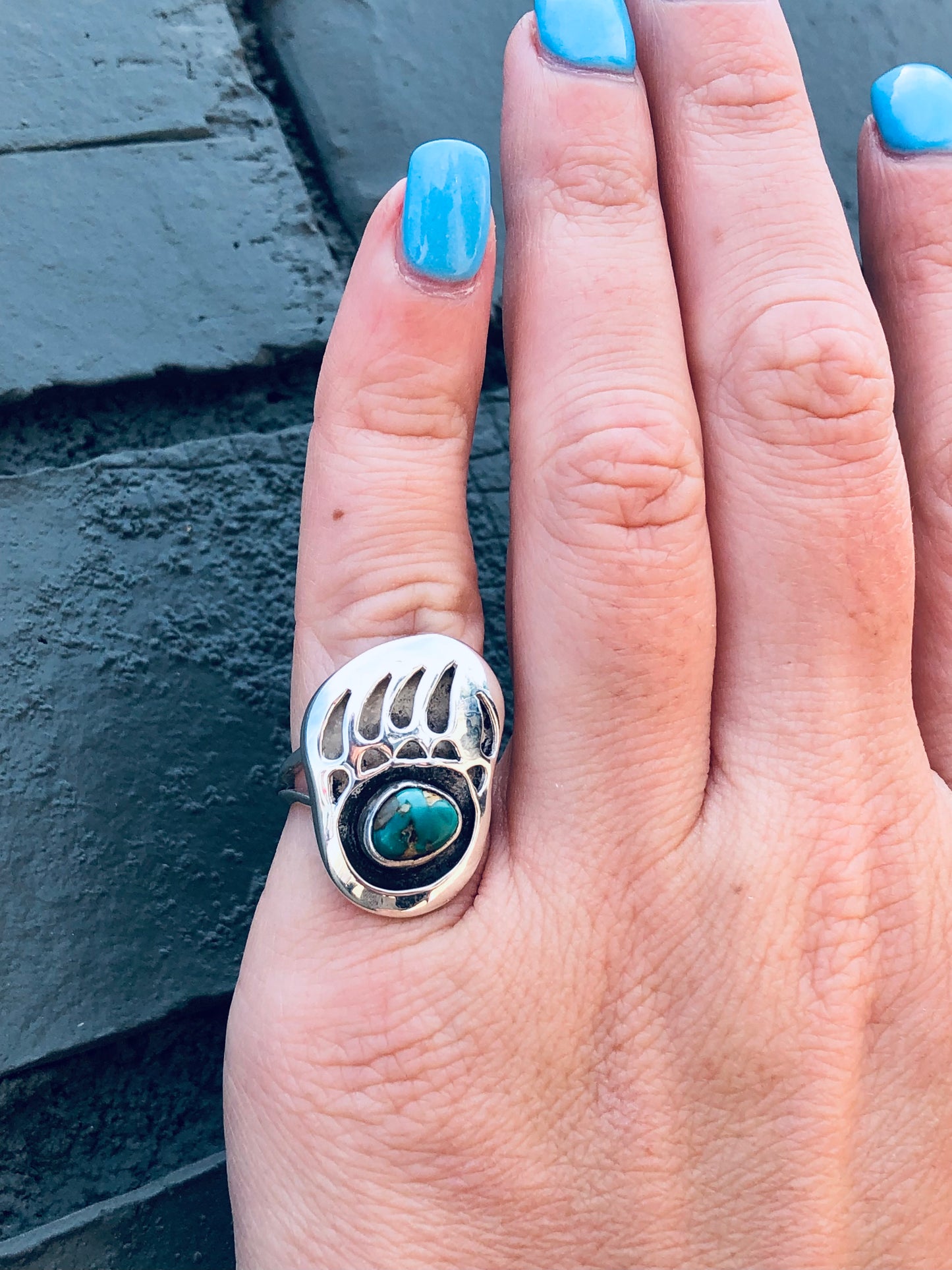 Sterling Bear Claw Turquoise Ring