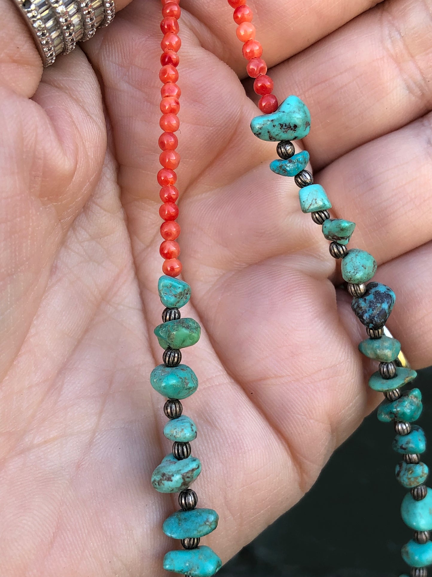 Coral + Turquoise Bead Necklace