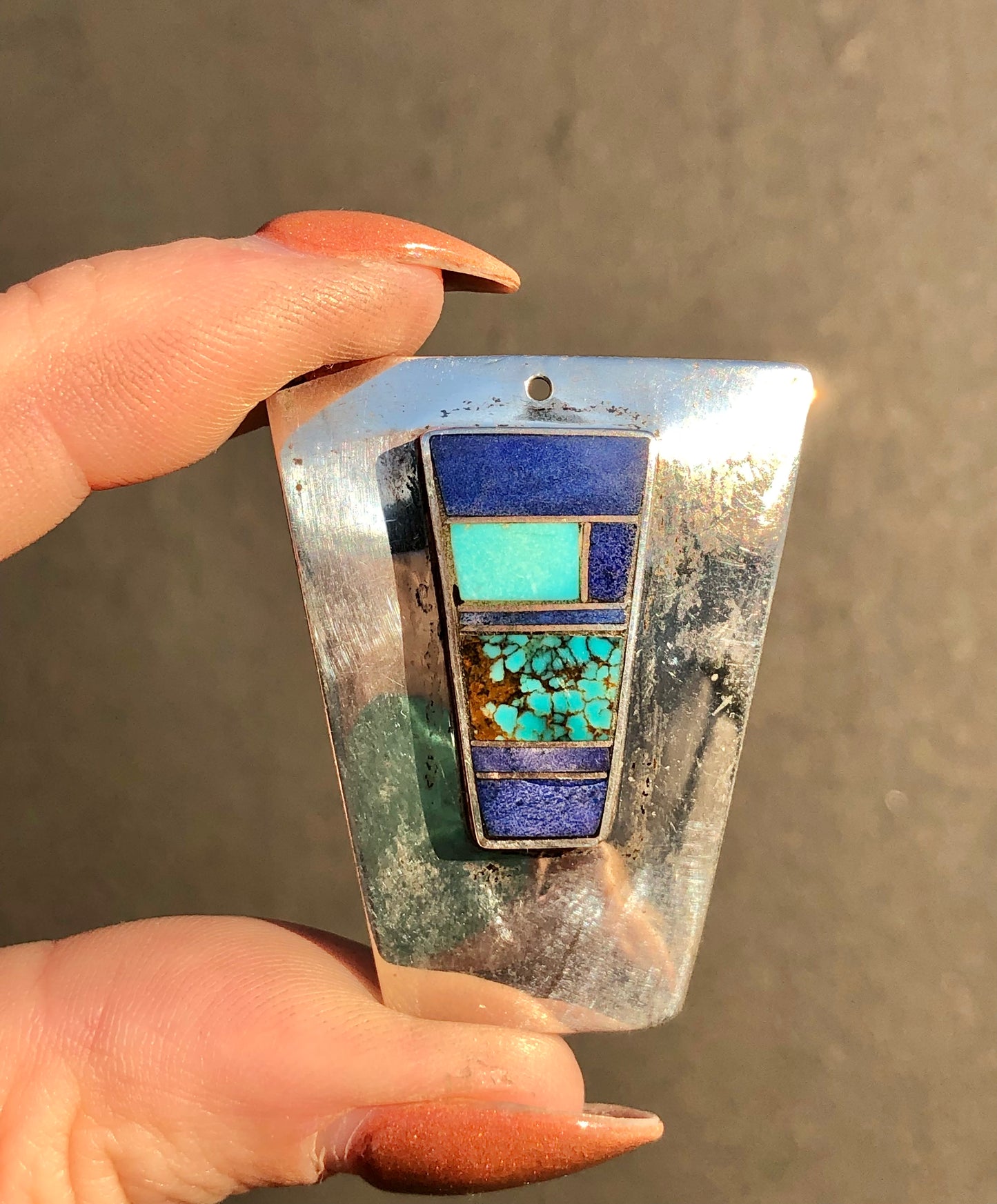Sterling Turquoise + Lapis Pendant