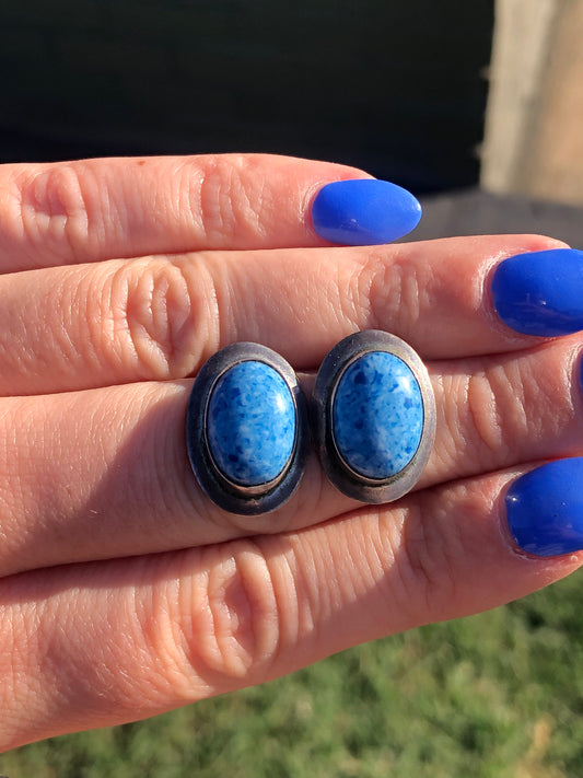 Sterling Denim Blue Lapis Stud Earrings