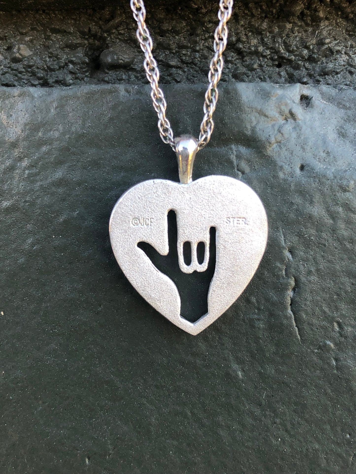 Sterling “I love you” Heart Pendant