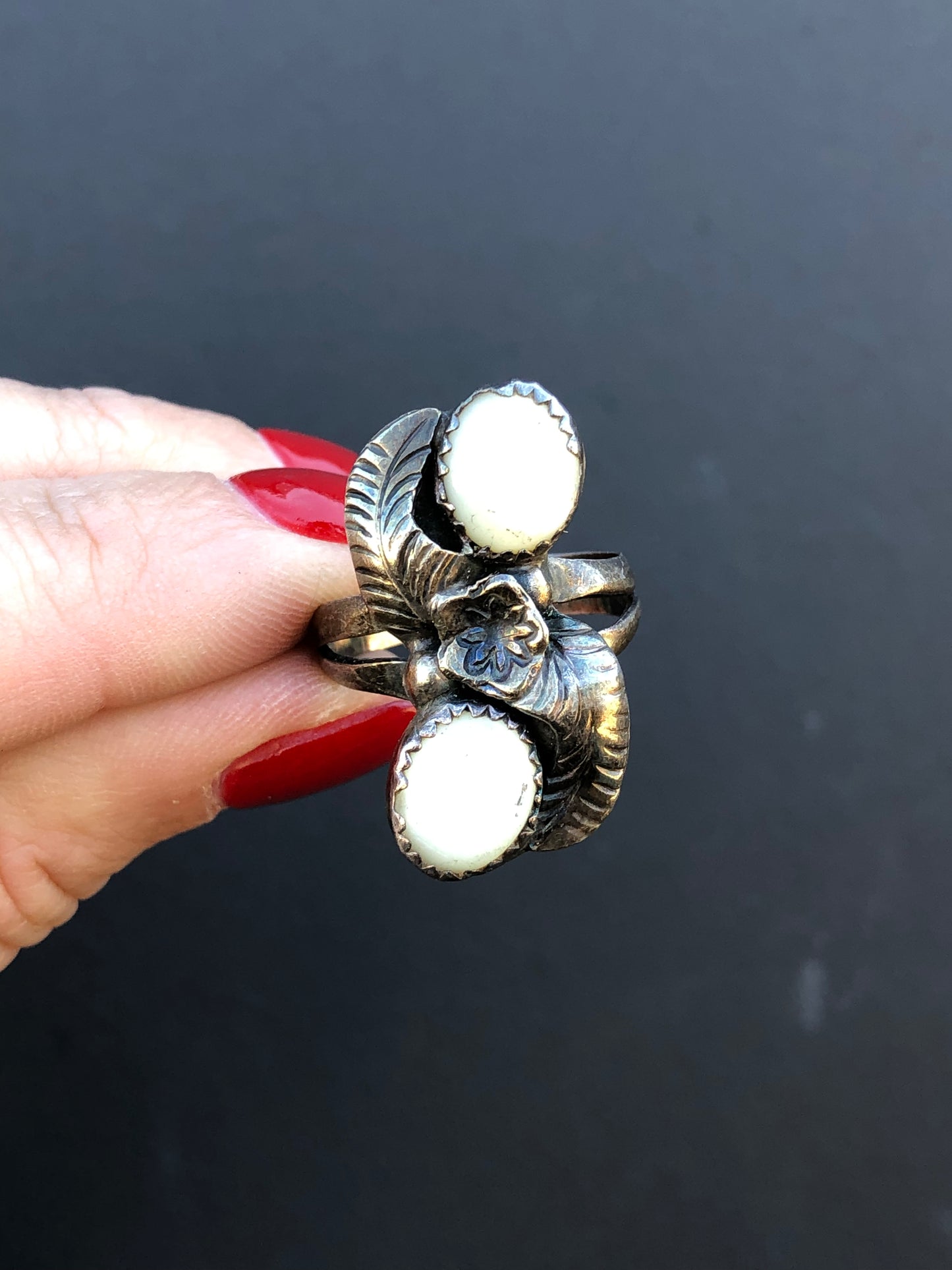 Sterling MOP Signed Ring