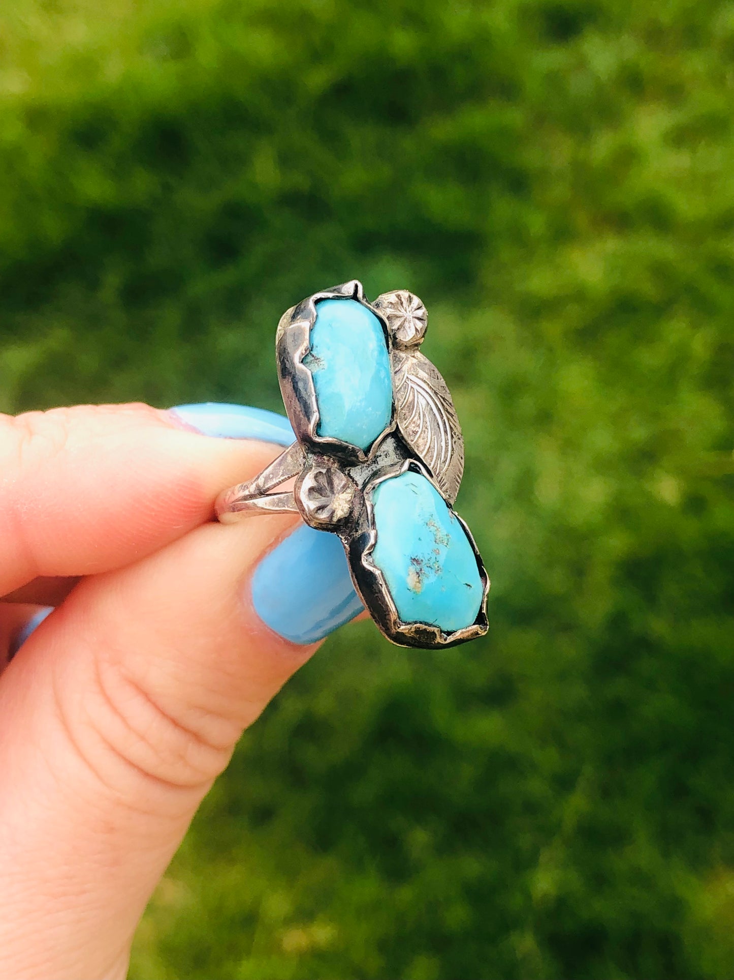 Old Pawn Sterling Silver Turquoise Ring