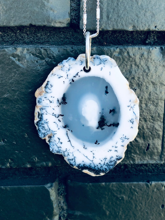 Sterling Dreamy Raw Agate Slab Pendant