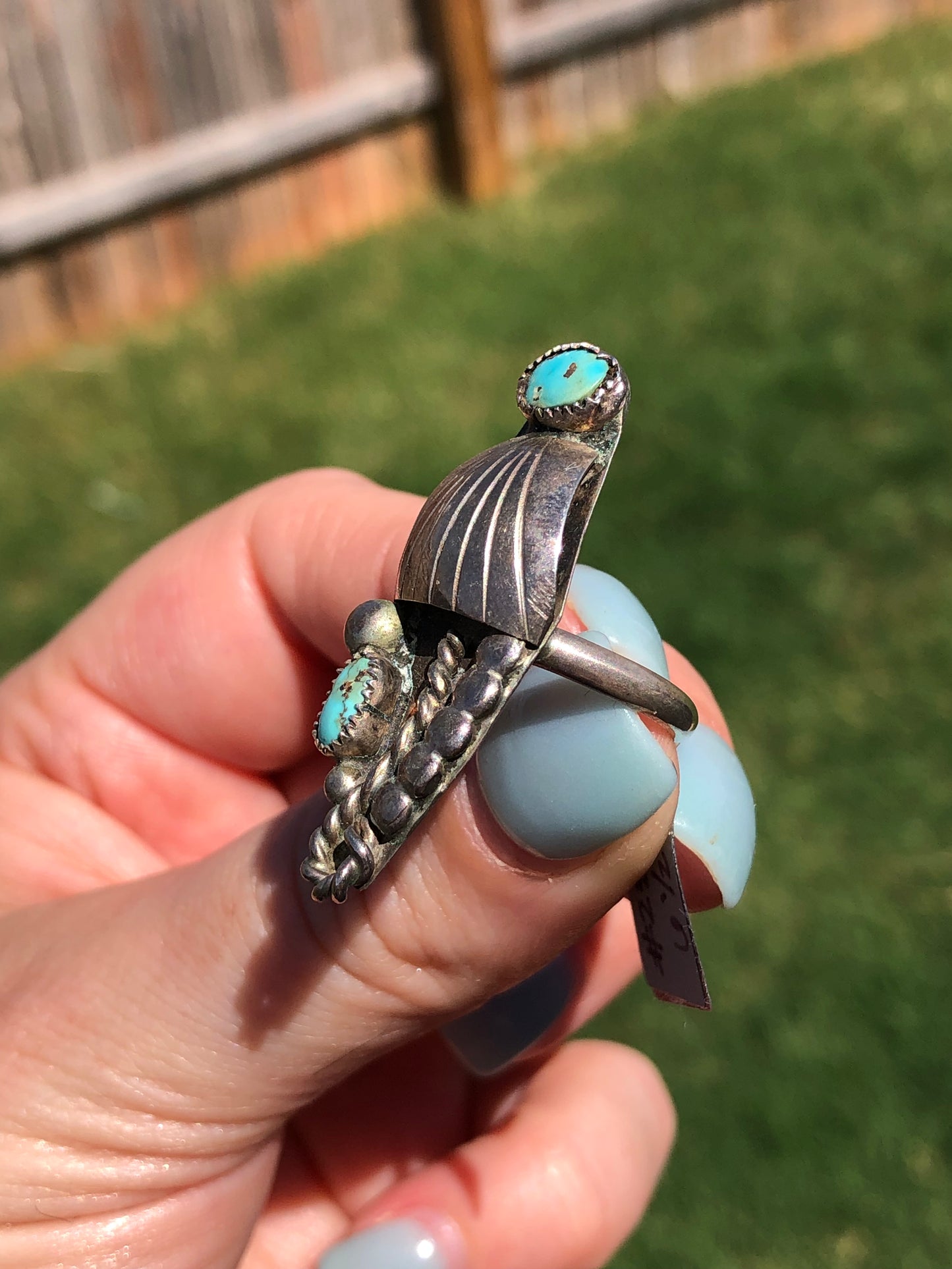 Vintage Handmade Sterling Silver Turquoise Navajo Ring