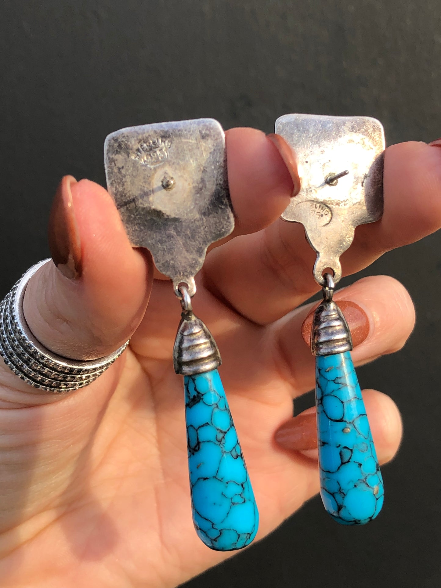 Sterling Turquoise Dangle Earrings