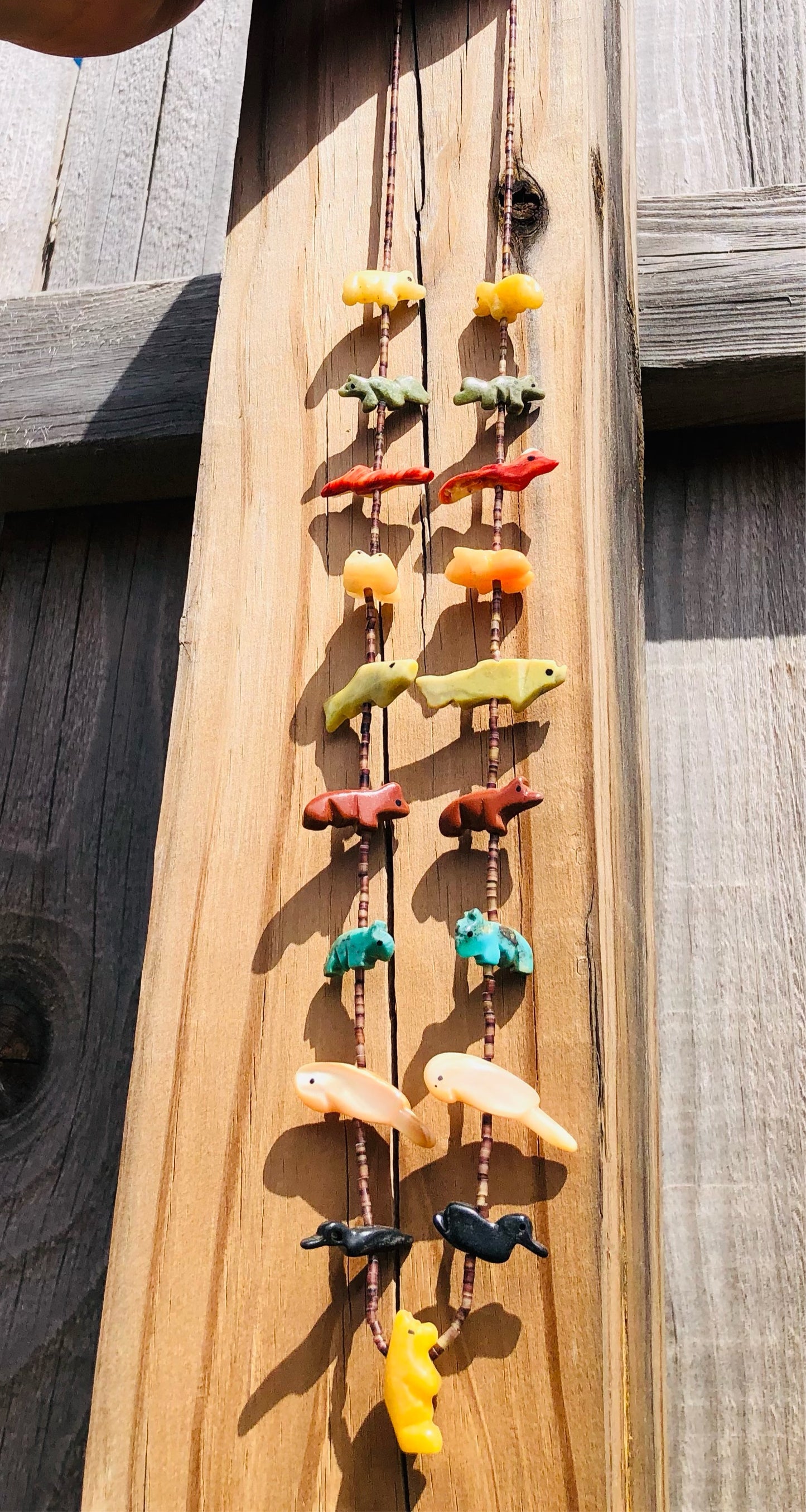 Vintage Hand-Carved Animal Stone Fetish Necklace