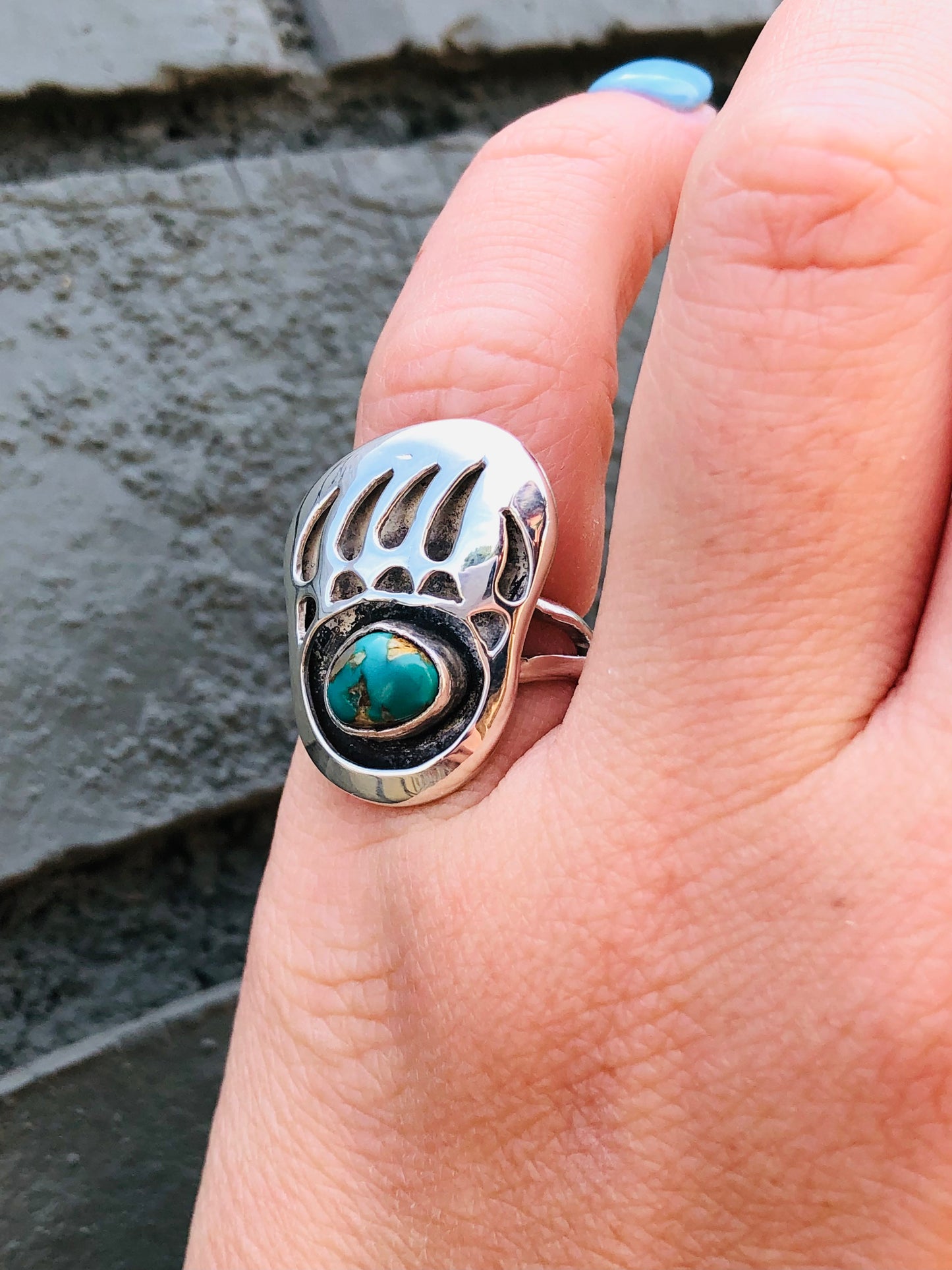 Sterling Bear Claw Turquoise Ring