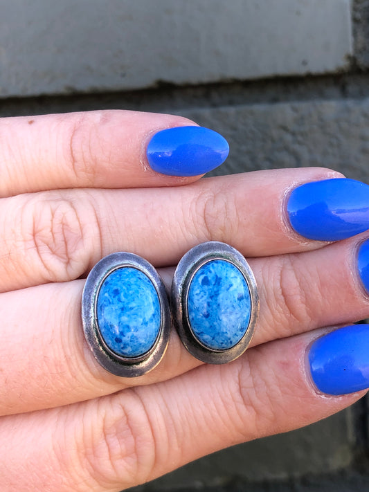 Sterling Denim Blue Lapis Stud Earrings