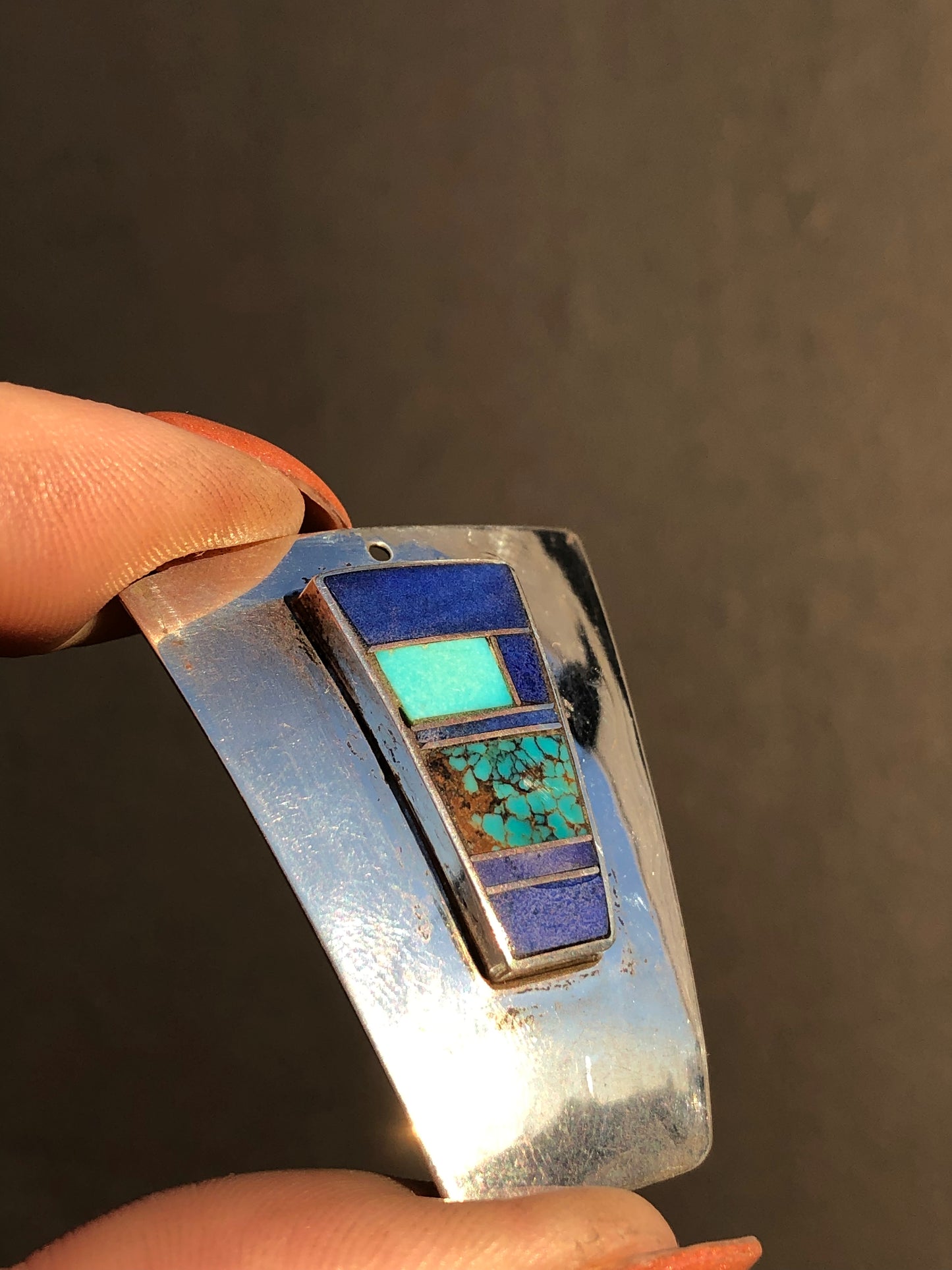 Sterling Turquoise + Lapis Pendant