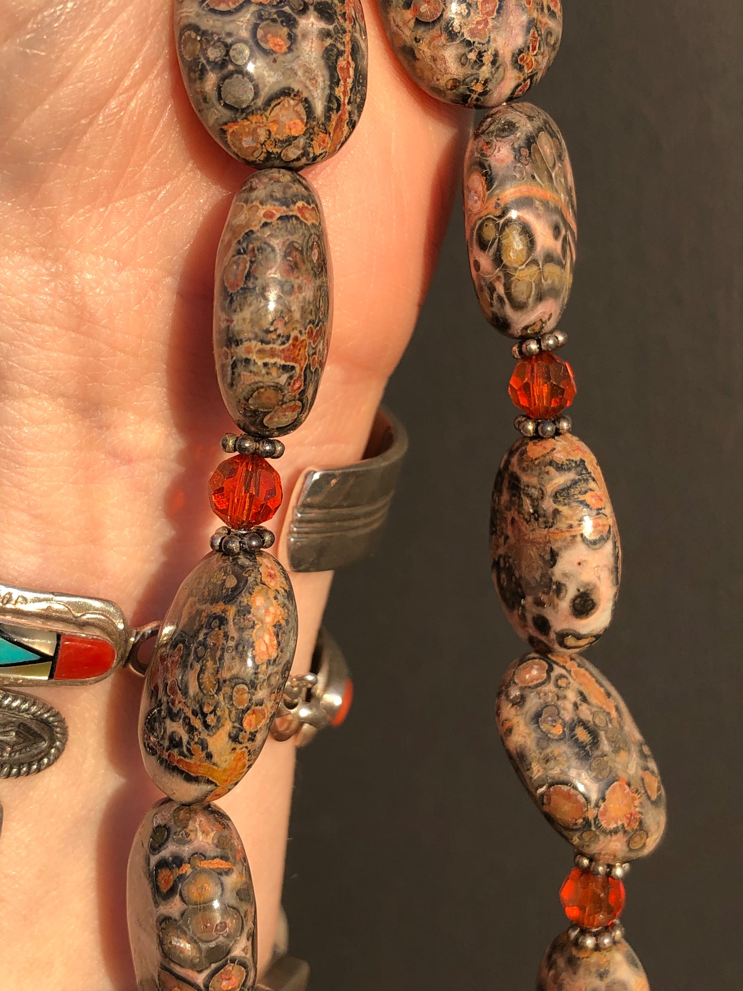 Sterling Ocean Jasper Necklace and Earring Set
