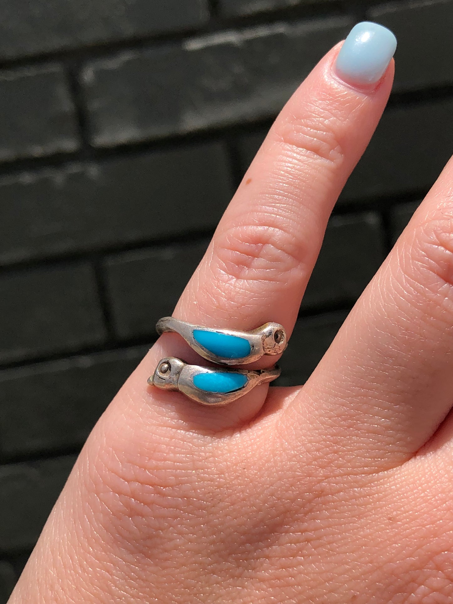 Vintage Sterling Silver Turquoise Wrap Bird Ring