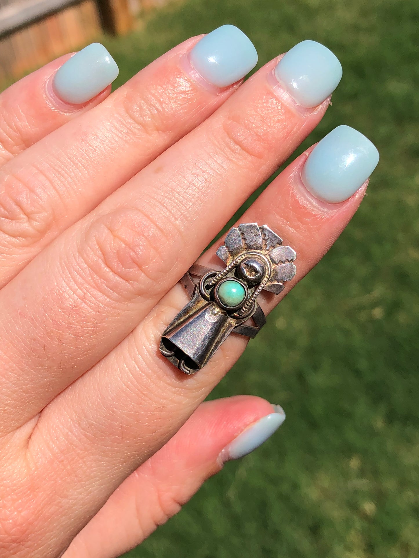Vintage Sterling Silver Lady Turquoise Ring
